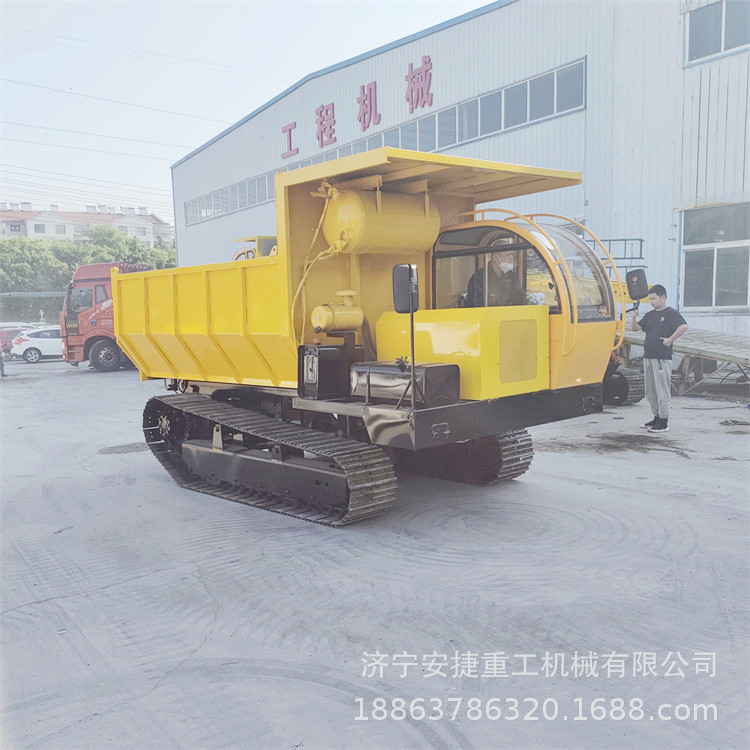 断气刹山地履带运输车 10吨钢履带翻斗自卸车 农田建设砂浆运输车