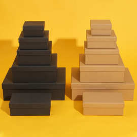 现货天地盖正方形黑色大号伴手礼盒精品长方形牛皮纸圣诞盒礼品盒