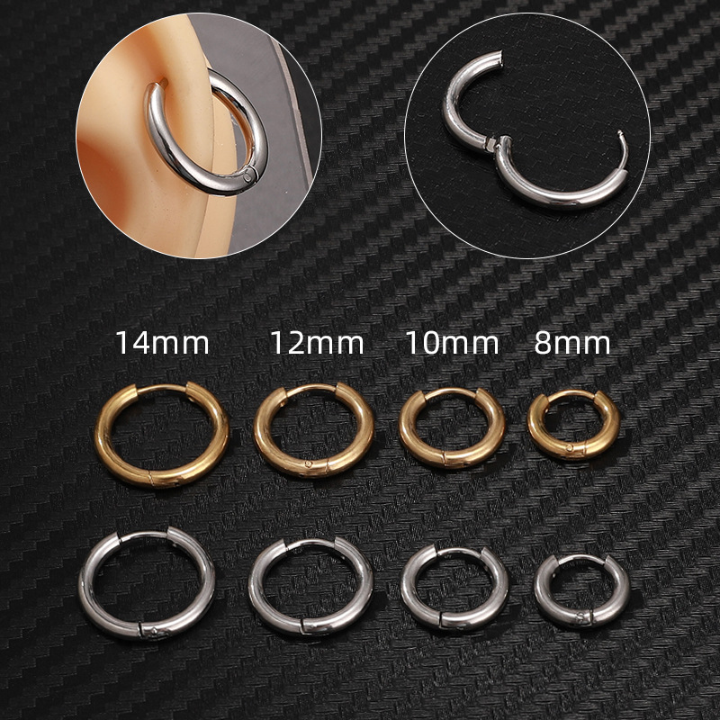 2g Weight 0.03µm-0.05µm Gold Plating Thickness PVD Coated Gold Plating Process 1 Piece Stainless Steel Stone-Free Ear Cartilage Rings & Studs Solid Color Plating 18K Real Gold Plated