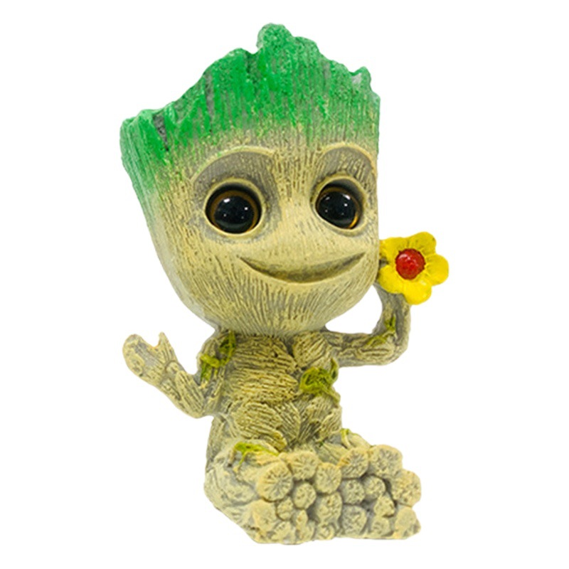 Nueva decoración de acuario con diseño de hombre árbol de dibujos animados, adorno de casa oculta, paisajismo sumergible para pecera con diseño de Marvel Groot