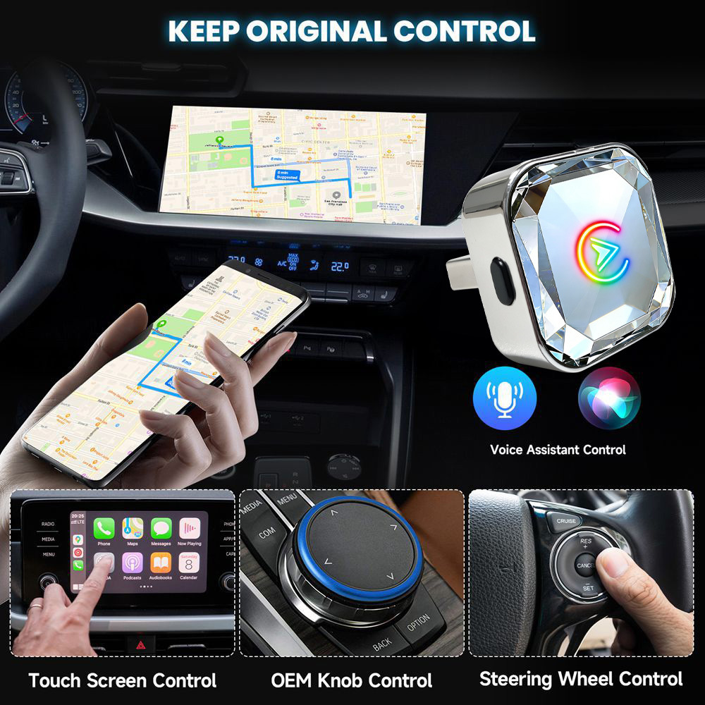 Cross-border bestseller wireless carplay box Android auto adapter 2-in-1 car wired to wireless converter
