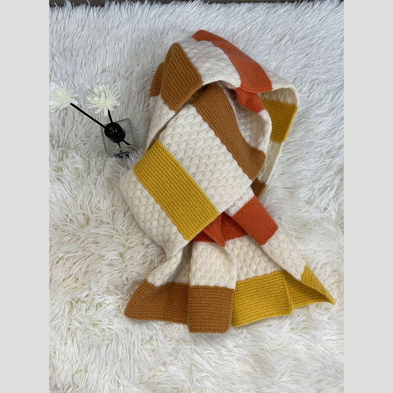Retro long keep warm knitted scarf, Korean style