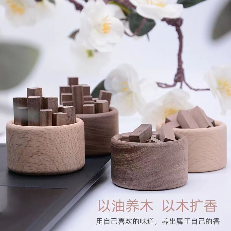 小さな薪の山エッセンシャルオイルディフューザー木製エッセンシャルオイル木製車載ホームアロマセラピー木製ルースディフューザーアロマセラピーボックス香りの木|undefined