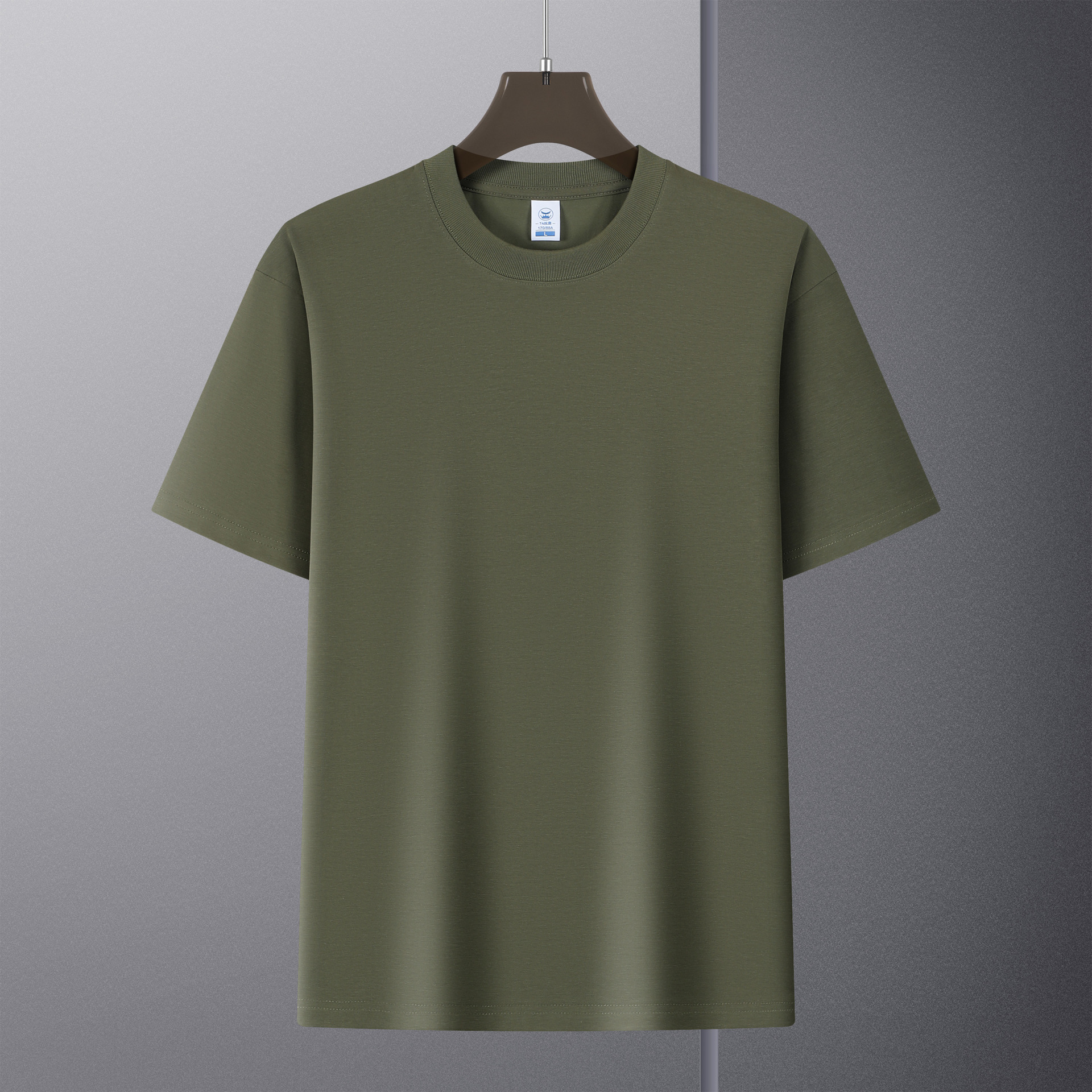 Camiseta de manga corta de peso pesado de 220 gramos de estilo americano hombre blanco suelto cuello redondo media manga camiseta de base de color sólido versátil personalizada de verano