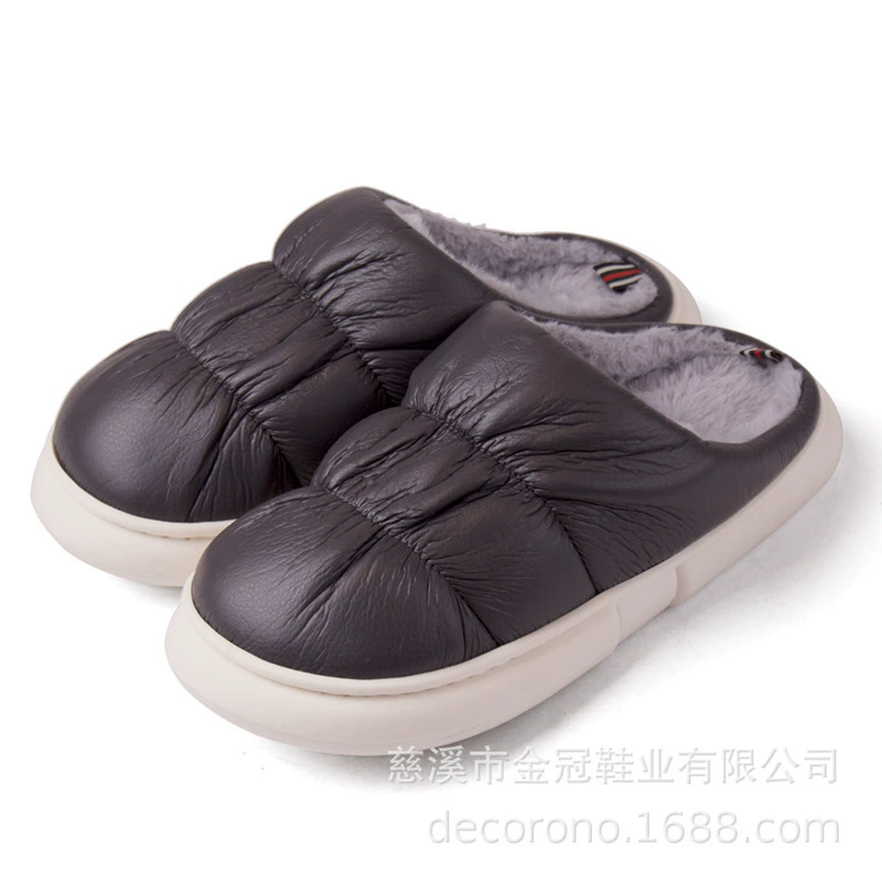 Теплые домашние тапочки из хлопчатобумажной ткани на толстой подошве, оптом, зимние, с пуховым наполнителем, в тканевом мешочке для женщин