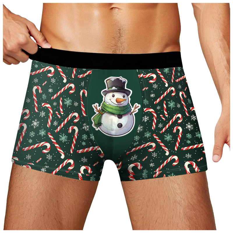 Cross-border Amazon New Christmas Men's Underwear 3D Digital Printing Comfortable Breathable Fashion Personalized Boxers