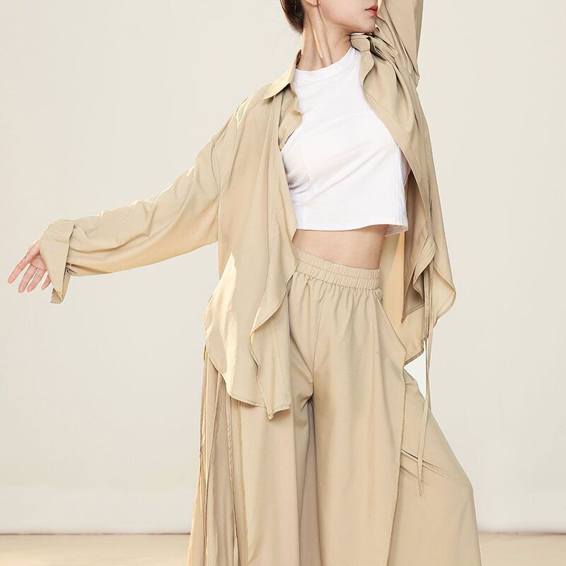 Flowing Loose Shirt Modern Dance Long-Sleeved Top Dance Clothing Chinese Classical Dance Body Training Clothing for Women