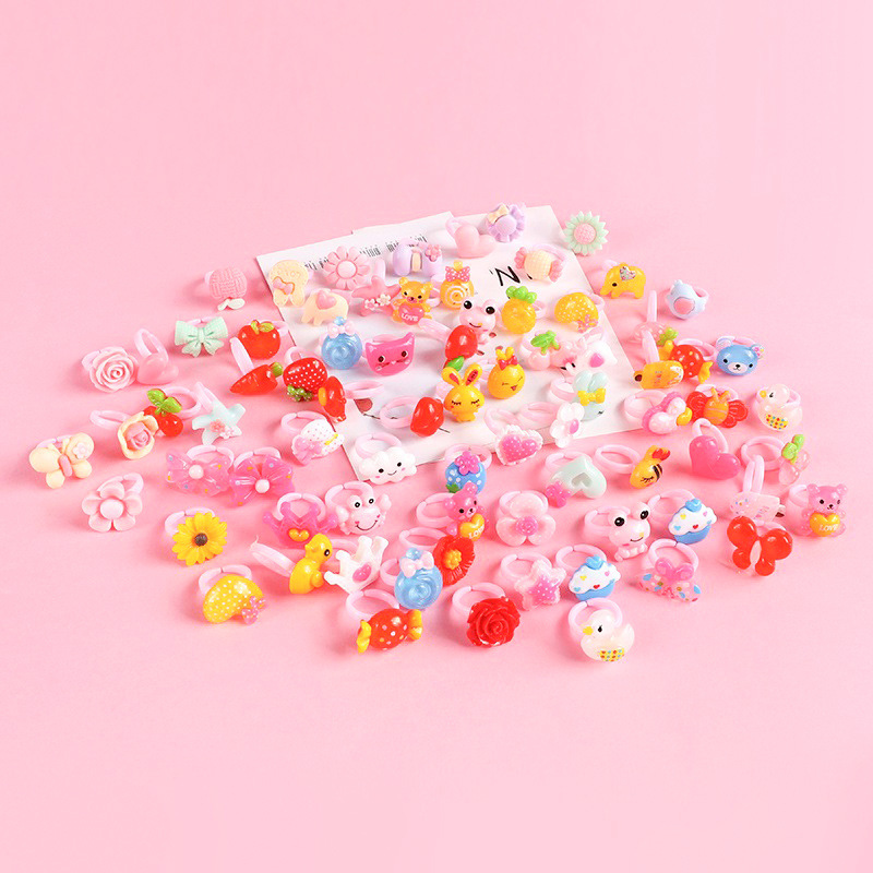 Anillo de plástico para niños rosa anillo para niñas accesorios anillo de pastel de frutas juguetes pequeños regalos para jardín de infantes image 4