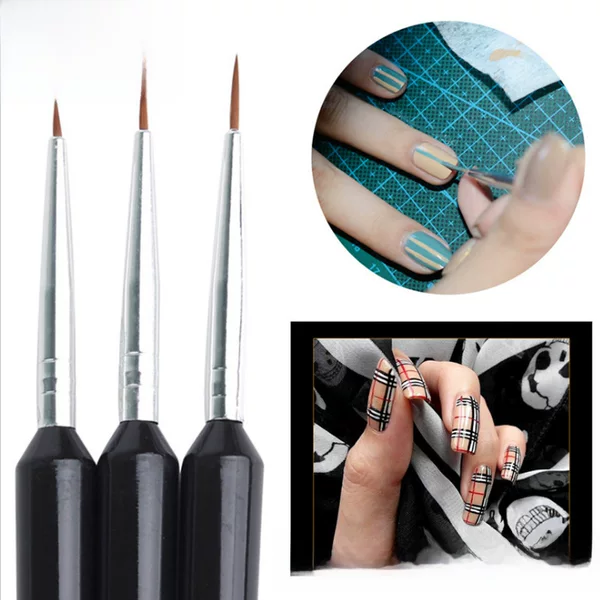 Nail art painting stroke flower pull line pen 3 Black Rod small brush ultra-fine brush pull line nail art tool painting