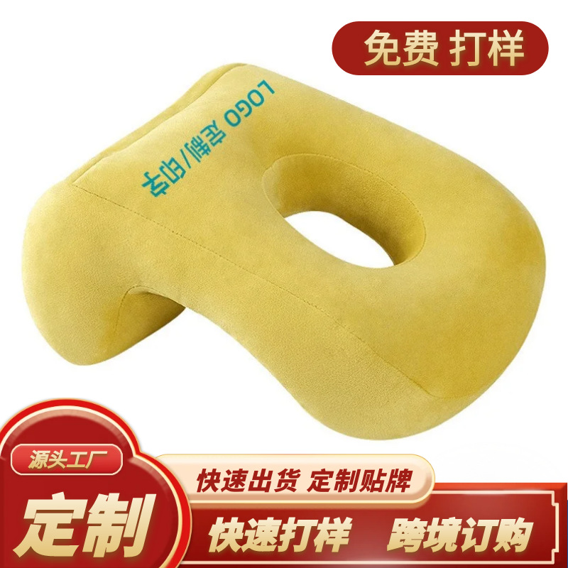 Multifunctional Nap Pillow with Logo, Plush Solid Color Pillow for Lying Face Down, Comfortable Throw Pillow for Sofa