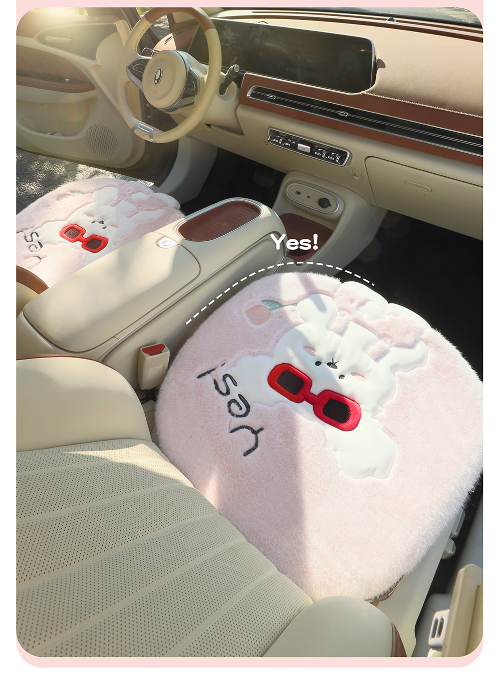 Car Seat Cushion Autumn and Winter Stuffed Warm Thickened Neutral Car Seat Cushion Three-Piece Set Winter Butt Cushion Cartoon