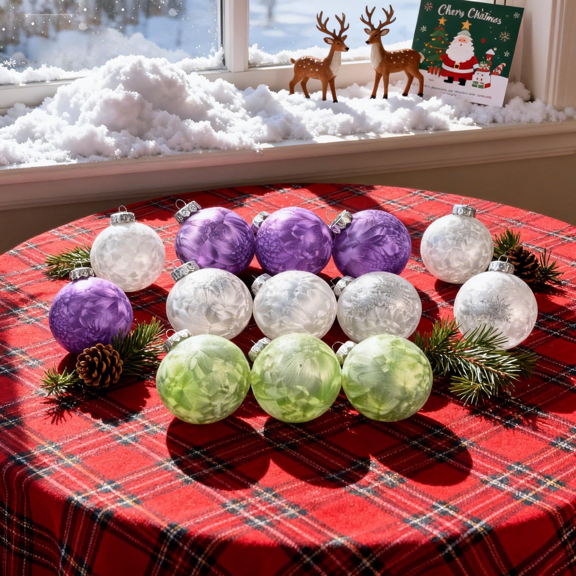 Explosiones transfronterizas 8CM plumas de plástico transparente sensación de bola de Navidad creativa bola de decoración de Navidad colgante de árbol de Navidad