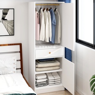 Single-Door Narrow Wardrobe, Small Size, Suitable for Home Use in Bedrooms or Rental Apartments, Simple Small-Sized Children's Wardrobe Storage Cabinet