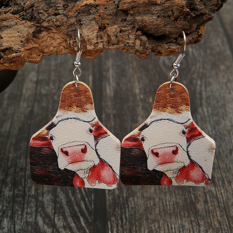 Vente En Gros Boucles D&#39;oreilles En Cuir De Marque De Vache De Ferme Rétro Nihaojewelry display picture 12