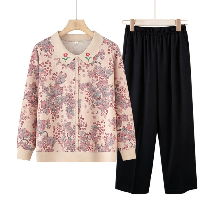 Новая мама весеннее платье, вязаная маленькая рубашка, тонкая рубашка из двух частей, средняя и пожилая женщина весна и осень футболка с длинными рукавами