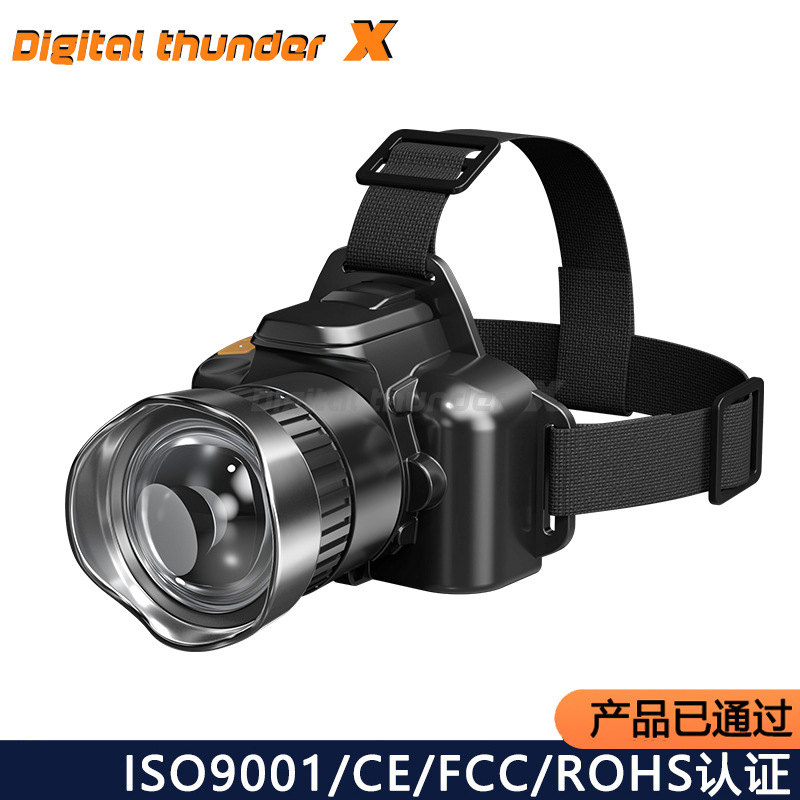 Luz transfronteriza al aire libre luz de pesca nocturna inducción lámpara de mina carga de emergencia USB iluminación inteligente montada en la cabeza faro zoom