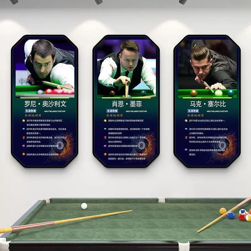 丁俊晖潘晓婷王钟瑶桌球室海报壁画台球厅装饰画司诺克俱乐部挂画