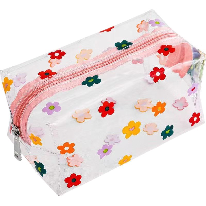Printed fruit cute transparent cosmetic bag women's portable storage bag waterproof gift bag pencil case pvc jelly transparent