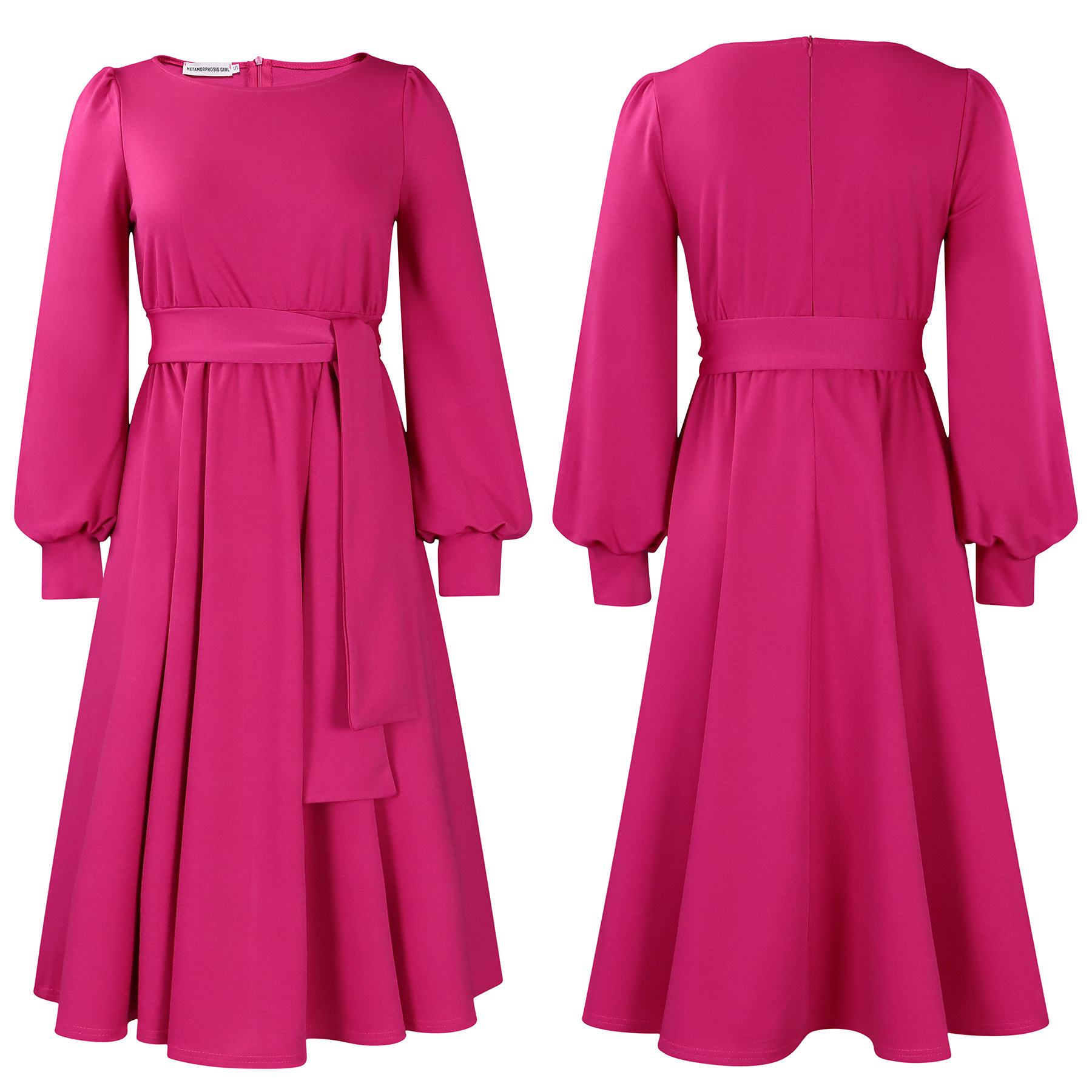 Women's Regular Dress Simple Style Round Neck Long Sleeve Solid Color Midi Dress Holiday Daily display picture 33