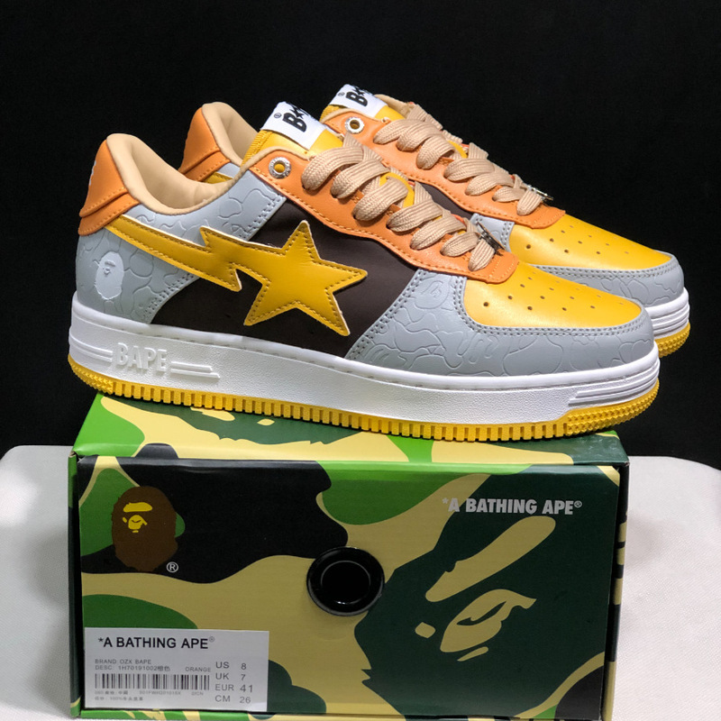 Bape Sta猿人頭空軍連名漫威白黒パンダの漆皮の厚い底が高くなりました。|undefined