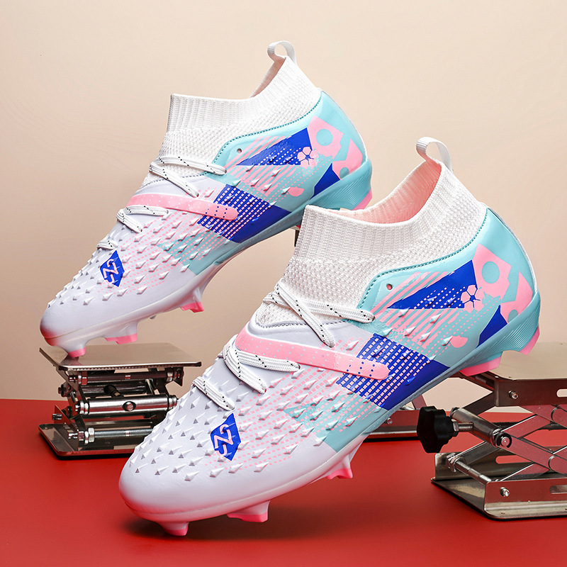 Zapatos de Fútbol de Corte Medio de Piel Sintética Antideslizantes y Ligeros para Césped