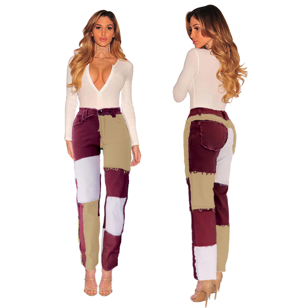 Damjeans med hög midja oregelbunden stil höst vinter_voghion.com