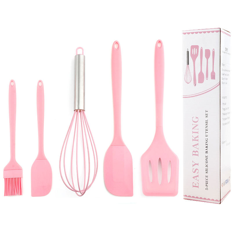 5 piezas de herramientas de cocina, raspadora, cepillo de aceite, batidor de huevos, pala de fugas, pastel, cocina, conjunto de 5 piezas