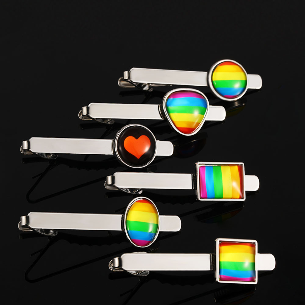 Kreative mode neue männer regenbogen krawatte clip persönlichkeit business einfache anzug krawatte clip zubehör spot_voghion.com