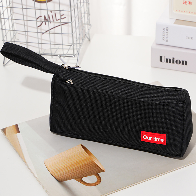 Bolsa de lápiz simple de cinta de color sólido gran capacidad antisucio caja de papelería de doble cremallera bolsas de lápiz de estudiantes de primaria y secundaria fábrica al por mayor