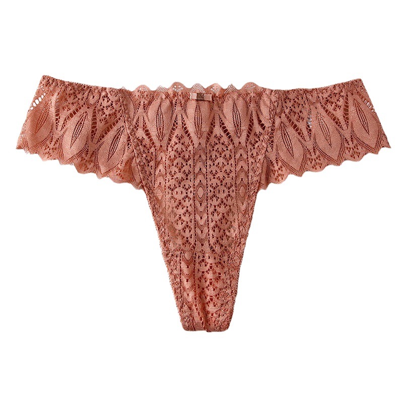 Sexy lace low waist T-pants thong women's breathable with hollow seamless temptation transparent underwear women's foreign trade new