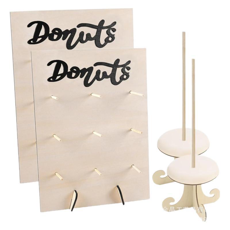 Soporte de donas de madera transfronterizo, plataforma de decoración de pastelería de madera, decoración de fiesta de cumpleaños, soporte de exhibición de donas