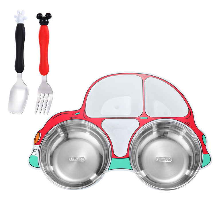 차량용 디너 접시 [레드] 디너 접시 + 스푼과 포크