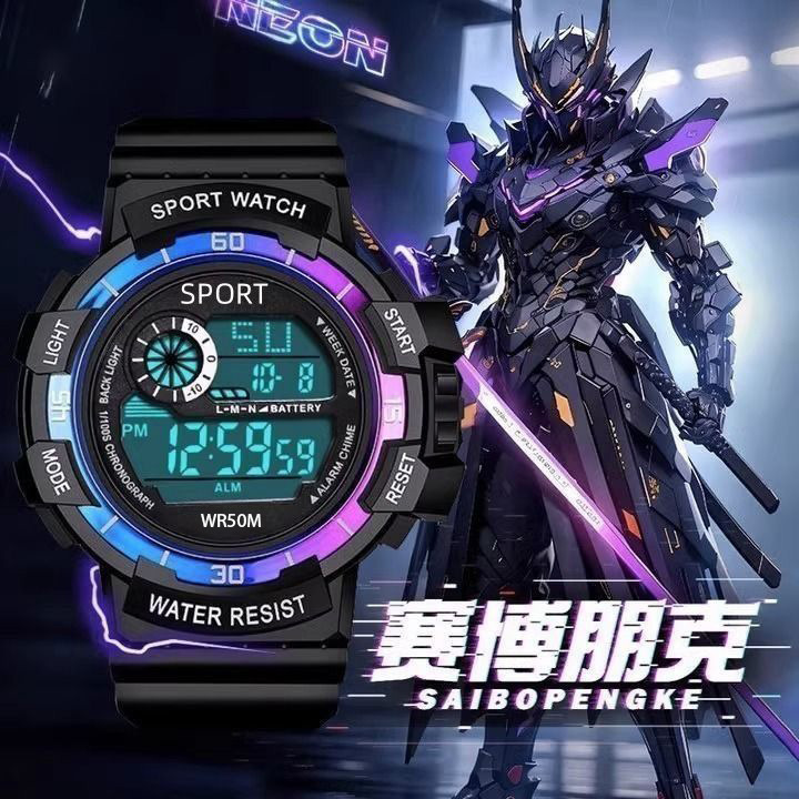 Cross-Border Colorful Electronic Watch, Multi-Functional, Waterproof, Drop-Resistant, Sports Watch for Teenagers, Digital Display, Luminous, Cross-Border Hot Seller