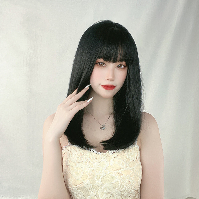 Women's Fashion Street High Temperature Wire Air Bangs Long Straight Hair Wigs display picture 2