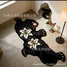 跨境时尚风花豹款式仿羊绒地垫柔软吸水脚垫耐脏耐磨装饰地毯