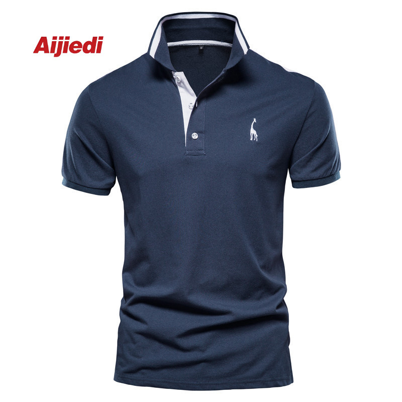 European Size Embroider Wholesale Splicing Cotton Short-Sleeved Polo Shirt Men's 2023 Contrasting Color Golf Men's Lapel New Style