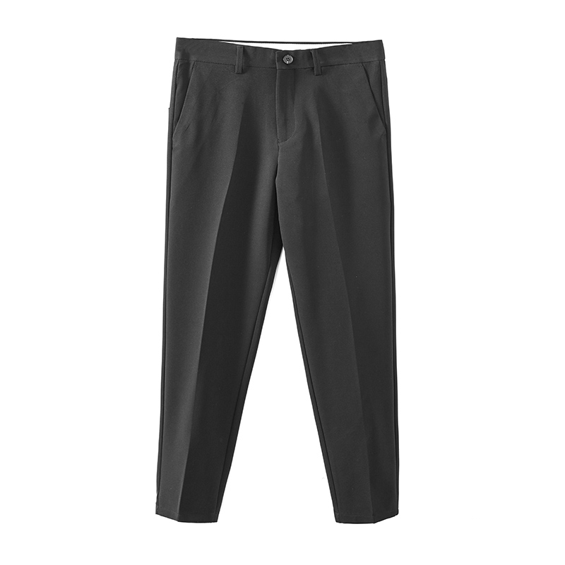 2024 가을 솔리드 컬러 테이퍼드 9포인트 팬츠 남성 영국 스타일 논아이런 슬림핏 팬츠 캐주얼 팬츠