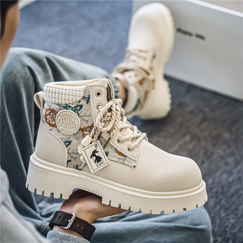 Boots Men's Autum High-Top American Workwear Short Boots Youth Outdoor Sports Motorcycle Cycling Black Leather Boots