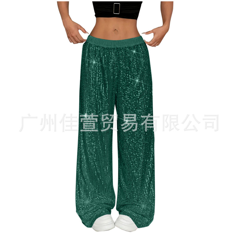 Women Fashion Solid Color Sequin Party Prom Shiny High Waist Straight-Leg Wide Leg Pants Trousers Women Fashion Solid Color Sequin Party Prom Shiny High Waist Straight-Leg Wide Leg Pants Trousers