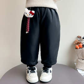 女小童羽绒裤冬季2025新款洋气儿童白鸭绒保暖裤子女宝宝冬装皮裤