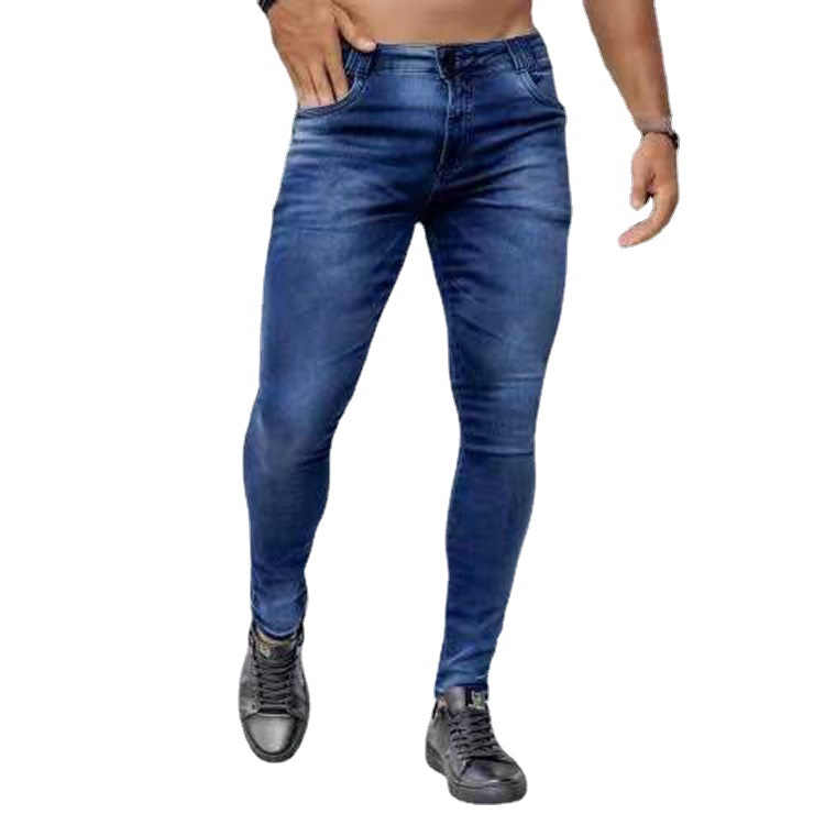 Men's Clothing new denim men's pants cross-border ins trend black slim fit high waist denim small leg pants men_voghion.com