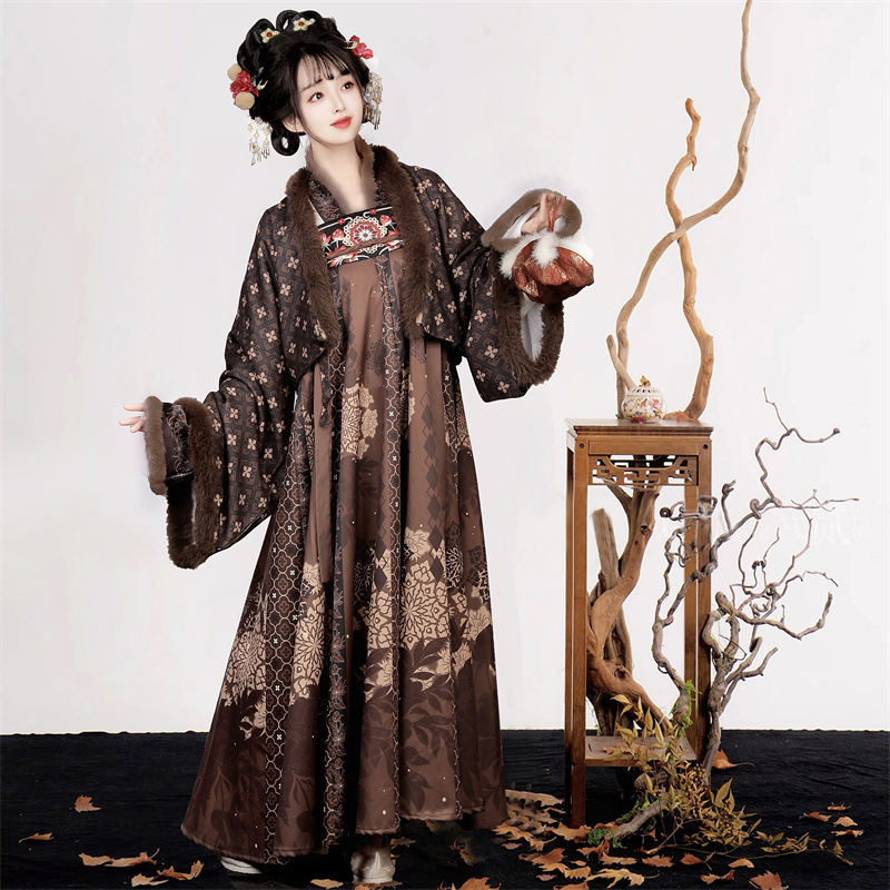 Original Hanfu [Tingxue] Tang-Style Famen Temple Coat and High-Waisted Skirt Autumn/Winter Thickened New Chinese-Style National Style Set