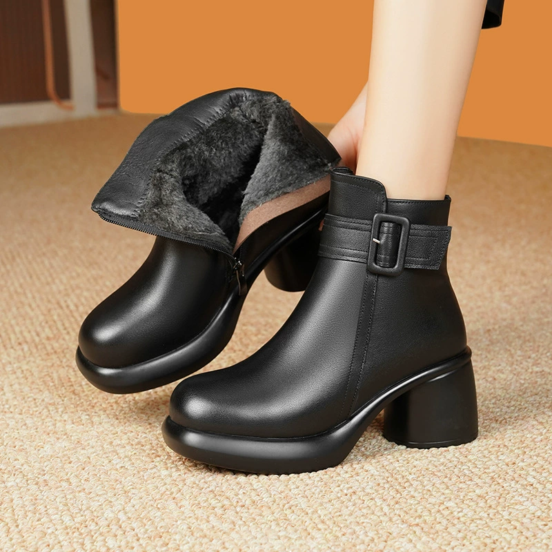 Ботинки Martens (WC3362) — кожаные ботильоны на платформе, тёплая подкладка