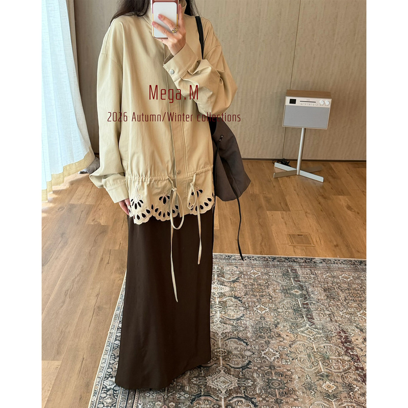 Margamont Long-Sleeve New Hem Design Jacket Women's Clothing 2026 Autumn New Hollow Embroidery Coat Margamont Long-Sleeve New Hem Design Jacket Women's Clothing 2026 Autumn New Hollow Embroidery Coat