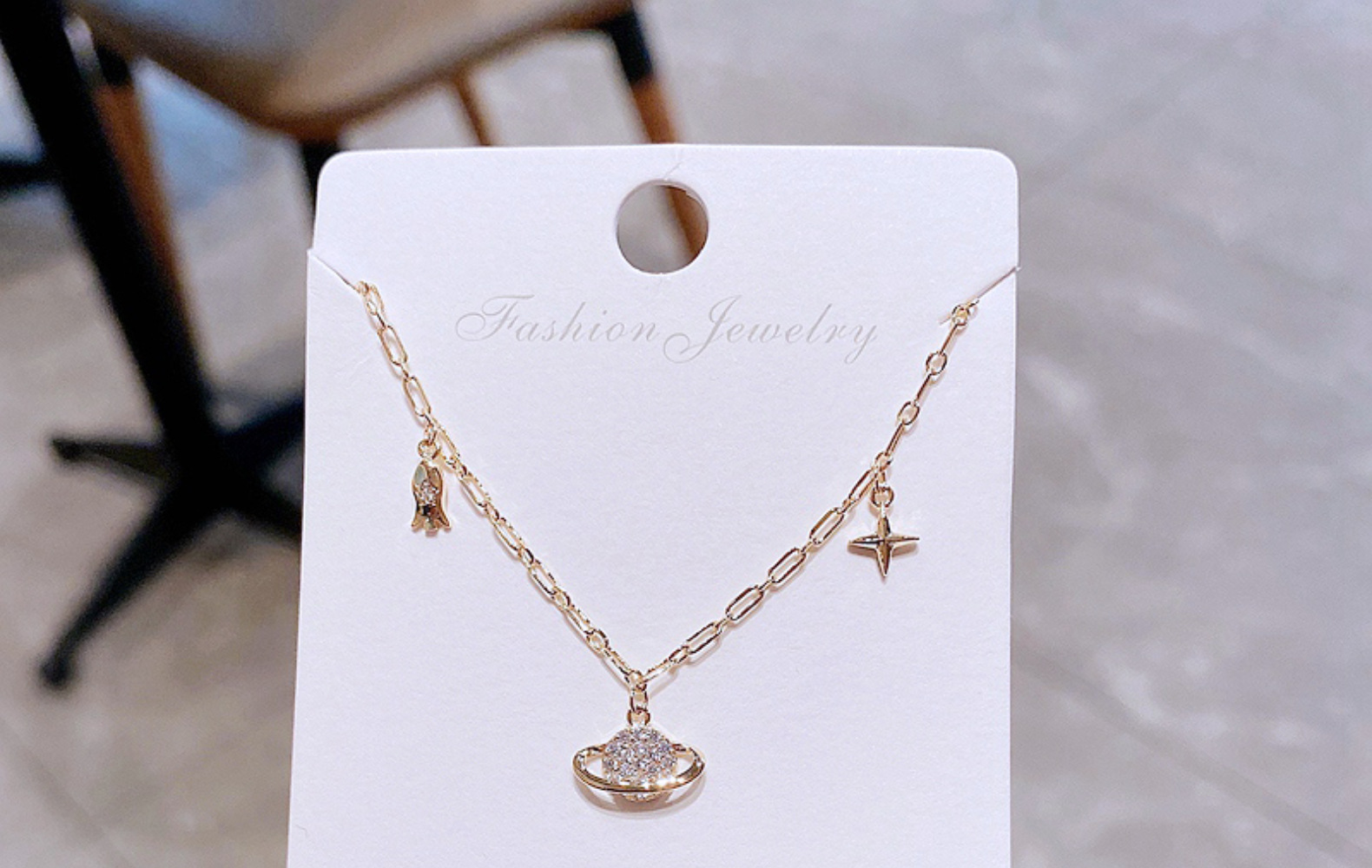 small planet pendant copper inlaid zircon necklace wholesale nihaojewelry