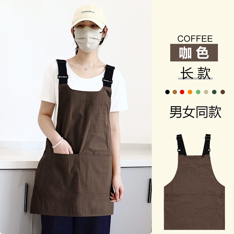 Comercio exterior delantal de lona impermeable logotipo personalizado sala de arte barista ropa de trabajo caballo clip delantal casero chaleco