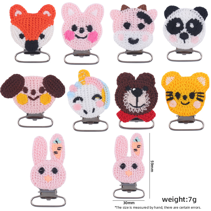Bebé suministros nuevo ganchillo DIY animal Panda chupete clip bebé conejo clip pezón anti-gota cadena Accesorios