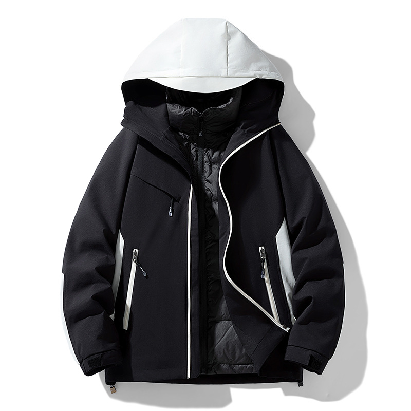 2025 chaqueta de plumón para hombre desmontable revestimiento blanco de goma de plumón grueso chaqueta de invierno cálida chaqueta exterior para hombre