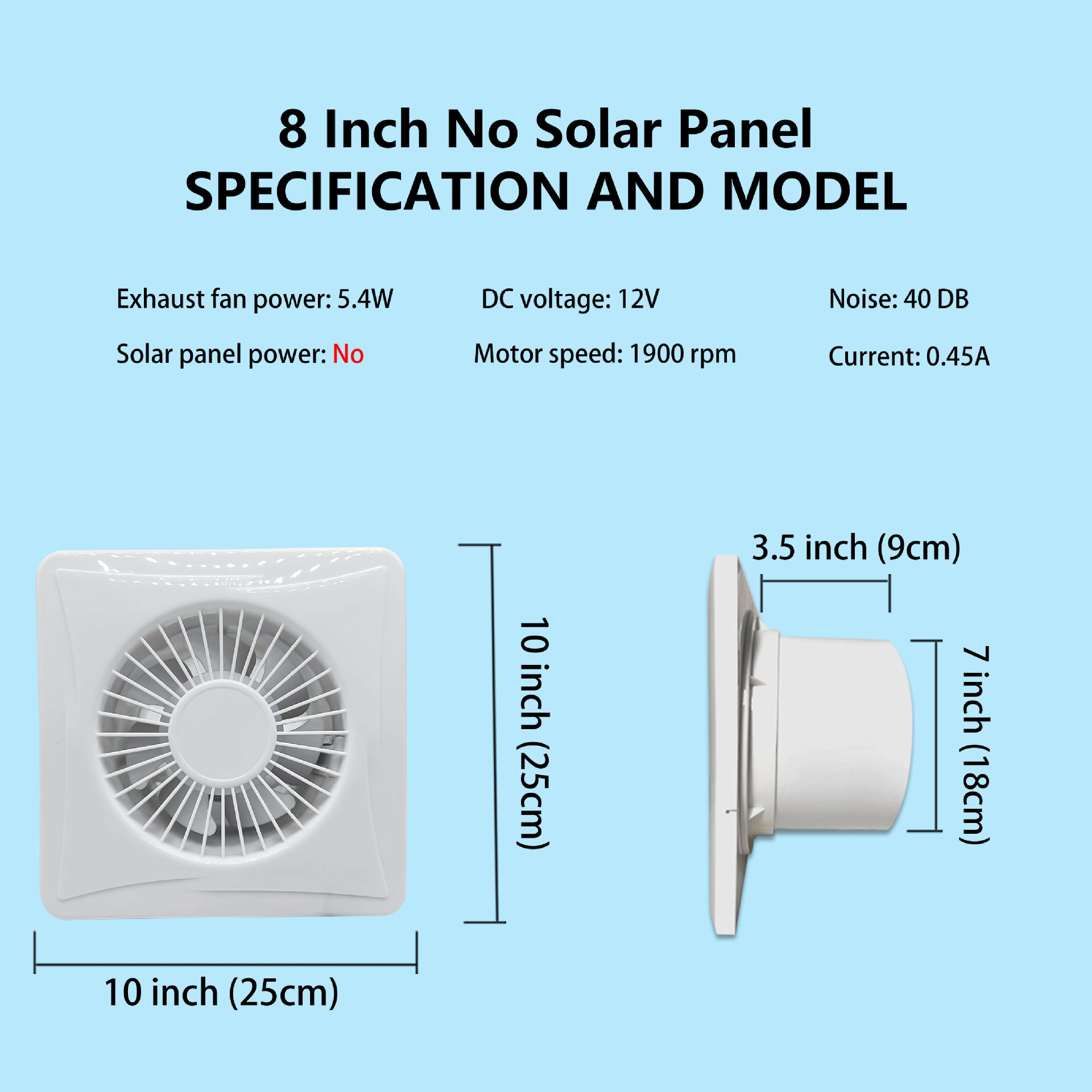 12V 라운드 XB-8 인치 분리 배기 팬