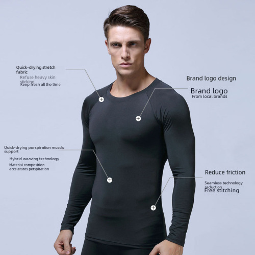 Autumn and Winter Training Sports Basketball Sport Tight Compression Clothing Men's Outdoor Running Fitness Quick-Drying Long-Sleeved